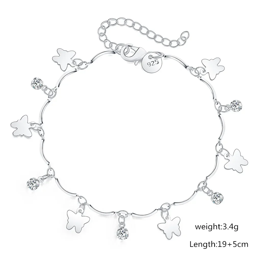 Wholesale Silver Plated Pretty Nice Butterfly Chain Bracelet Fashion Charm Anklet Wedding Cute Women Lady Party Gift