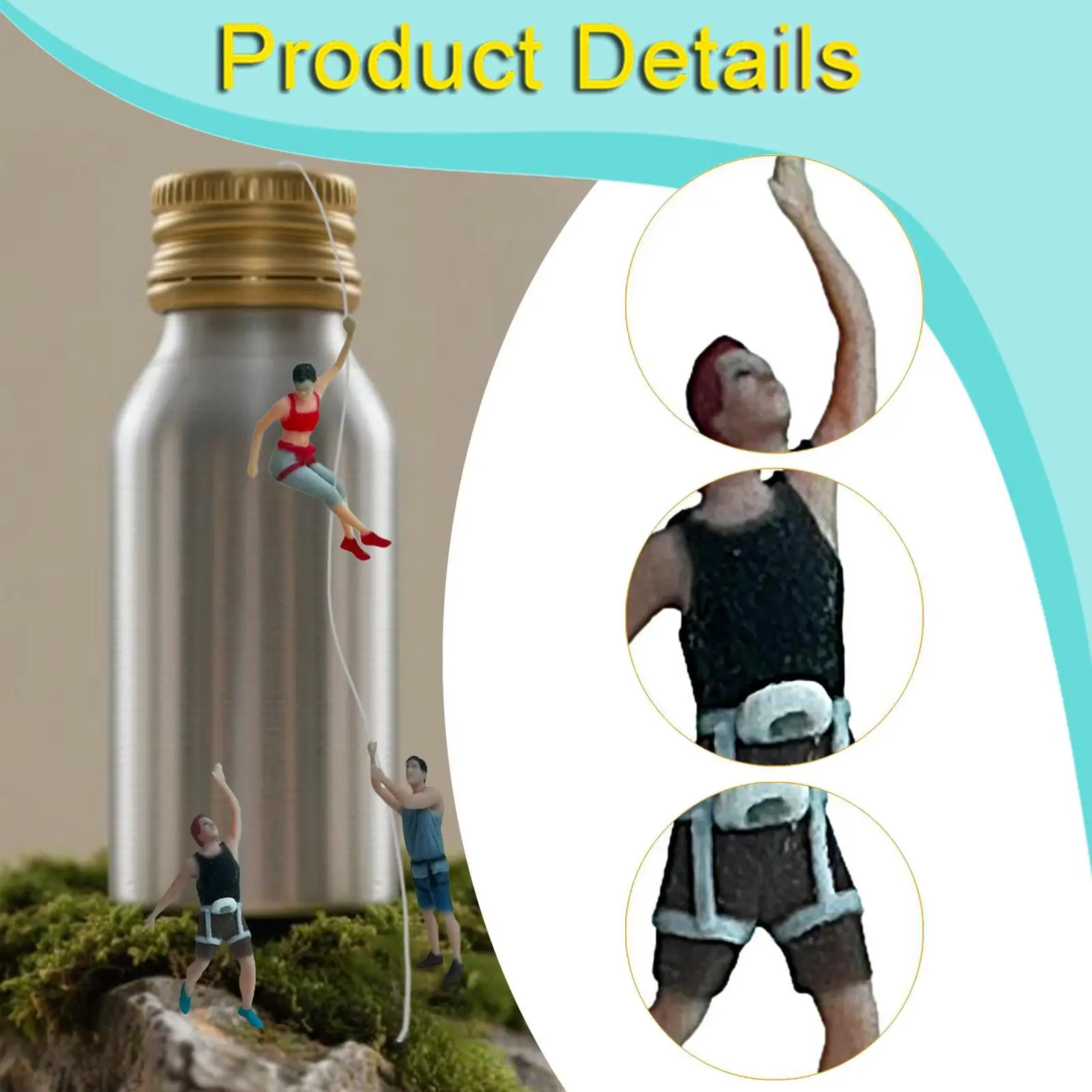 1/64 Miniatuur Figuur Rotsklimmen Mini Mensen Beeldje voor Collecties Micro Landschap Decor Poppenhuis Accessoires Foto Prop