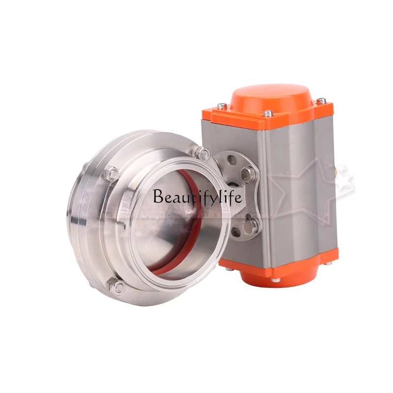 D681X 304 Stainless Steel Pneumatic Quick Load Butterfly Valve Horizontal Clamp Butterfly Valve