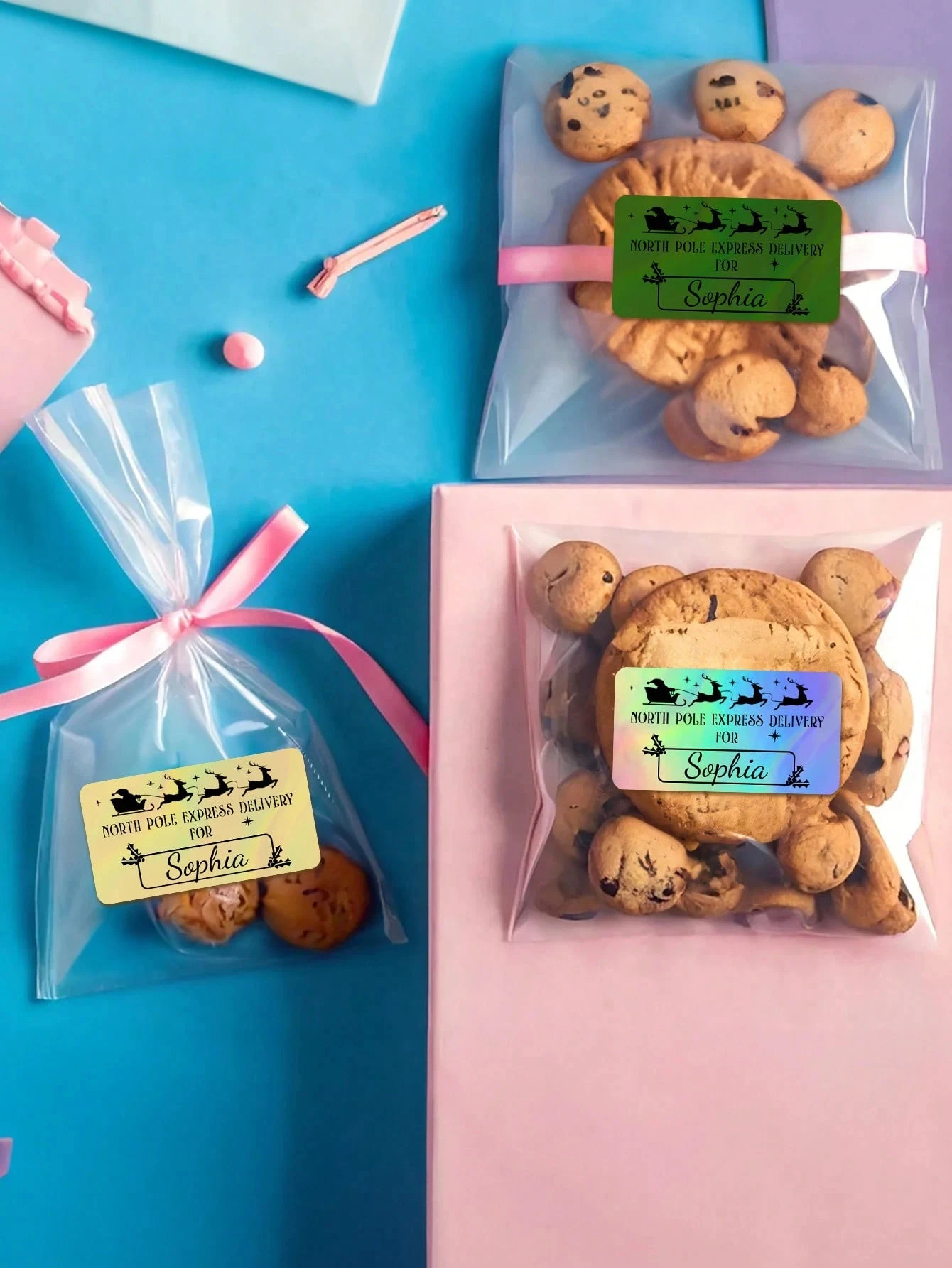 تخصيص ملصقات الليزر سانتا كلوز اسم شخصي هدية عيد الميلاد ديكور