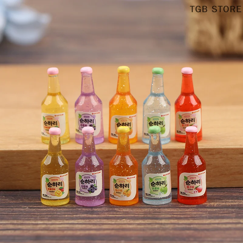 ミニチュア樹脂ボトルシミュレーションワインボトル、ドールハウスアクセサリー、子供のおもちゃ、1:12、10個