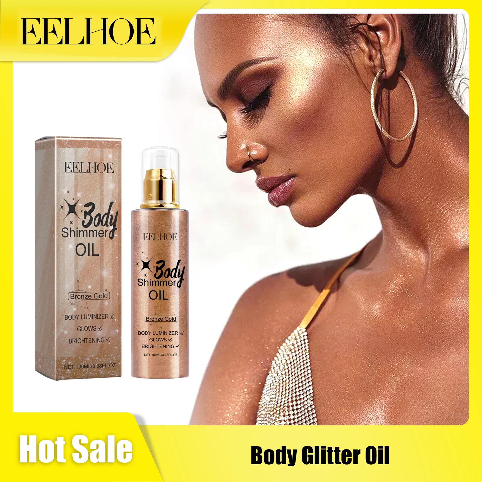 

EELHOE Body Antique Bronze Shimmering Oil Brighten Skin Radiance Relieve Dryness Deep Hydrate Improve Roughness Body Makeup Oil
