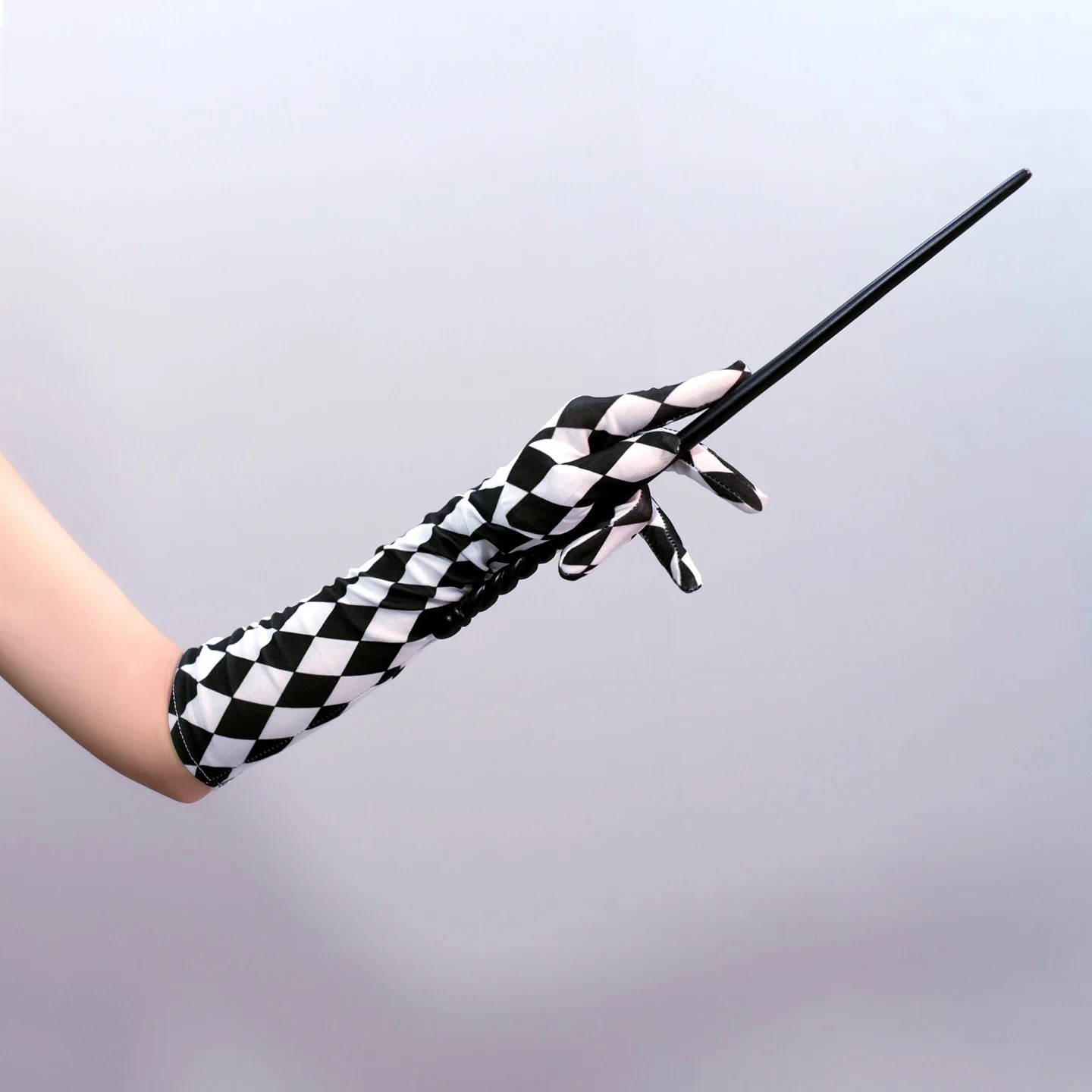 Black White Diamond Pattern Punk Lolita Magic Gloves Subculture Hand Sleeve Arm Sleeve Cosplay Accessories Fingerless Gloves