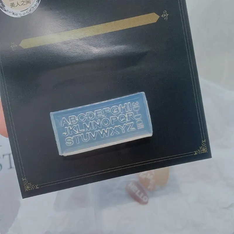 

H9ED 5Pcs Portable English Letters Shaped Silicone Mold for Girl Art Template Mini Resin Molds for Craft Making