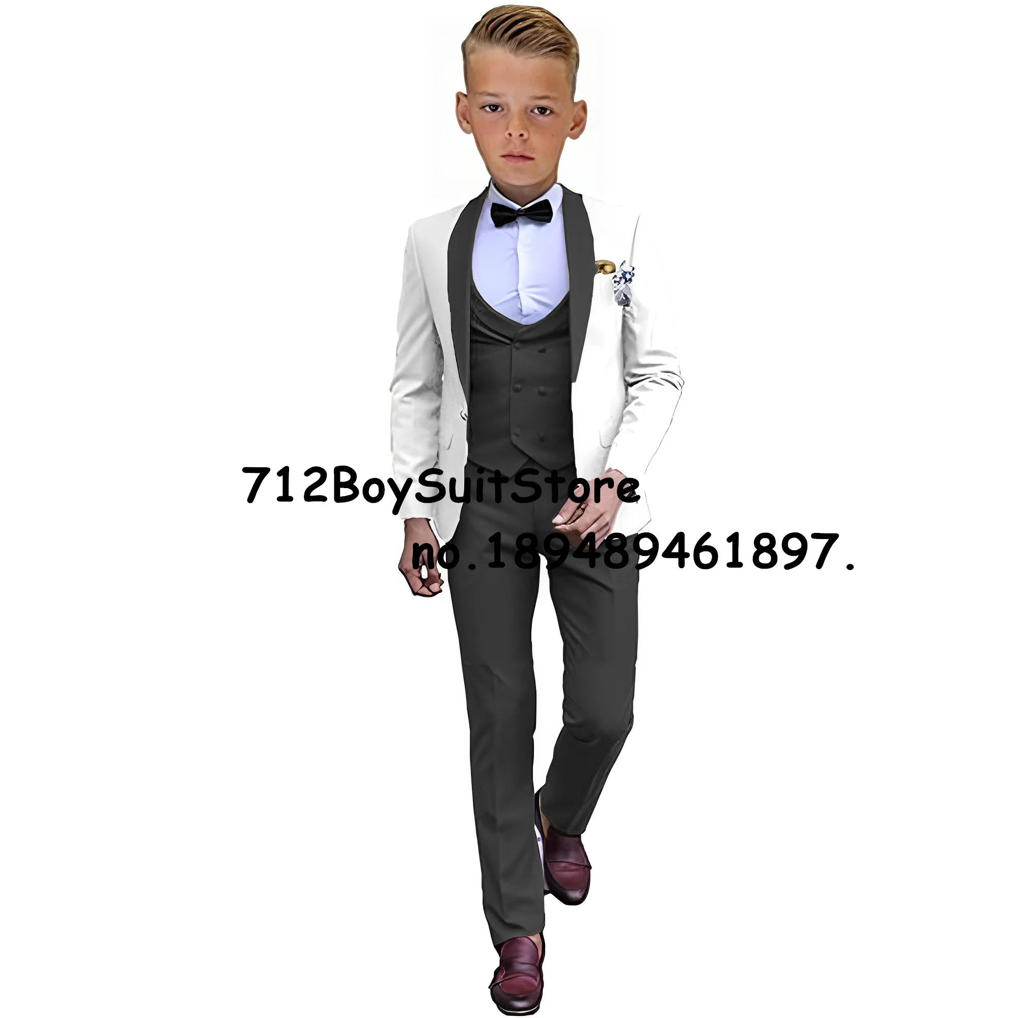 Blue Boys Suit Wedding Tuxedo Jacket Pants Vest 3 Pieces Set Fashionable 2-16 Years Old Kids Complete Clothes