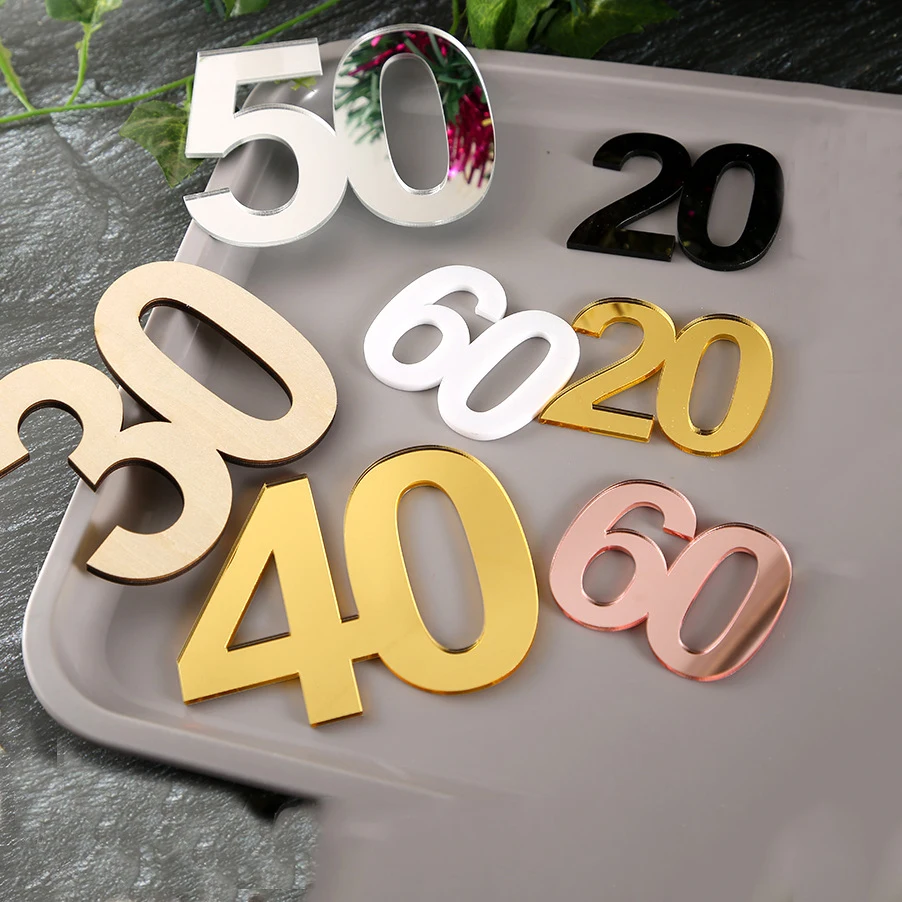 1Pc Number 18/20/30/40/50 Year Old Toppers Facial Line Cake Acrylic Women Birthday Cake Decoration