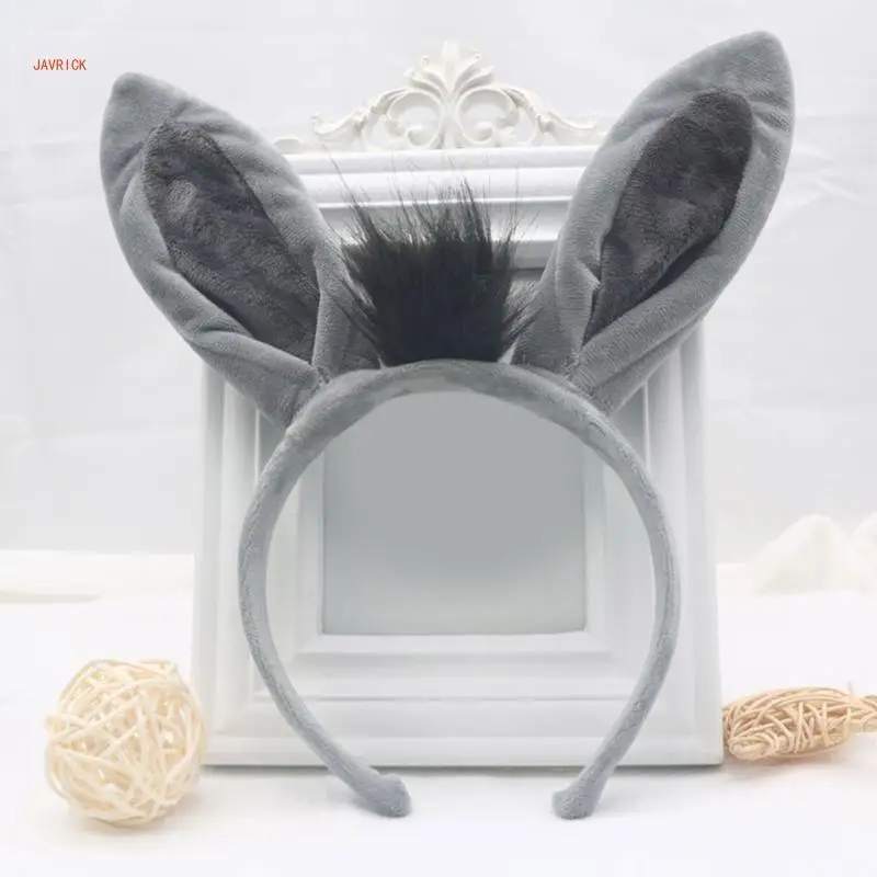 N1HE accesorios disfraz burro para niños, diadema con orejas burro, guante nariz con cola burro, pajarita para