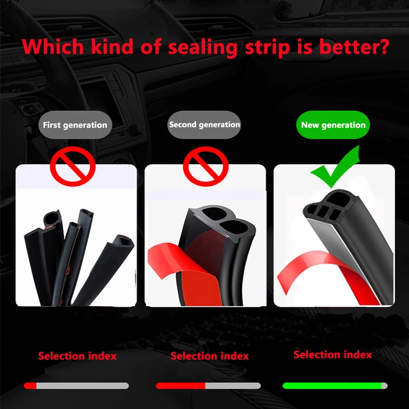 Car Door Seal Double Layer Sealing Rubber Strip L-Type Rubber Noise Insulation For Cars Sealing Elastic Band Trunk Hood Sealant