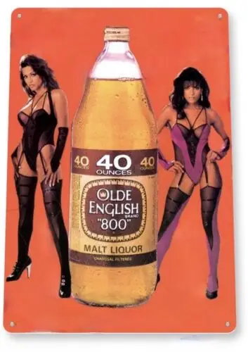 OLD ENGLISH MALT LIQUOR TIN SIGN 40 OUNCE 800 STOUT PEOPLES BREWING DULUTH CO-Aluminum