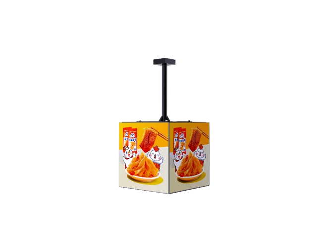 Signgic Hoisting 5-Sided Cube LED Light Box Hanging Illuminated Advertising Display for Shop Café Restaurant Mall Decoration