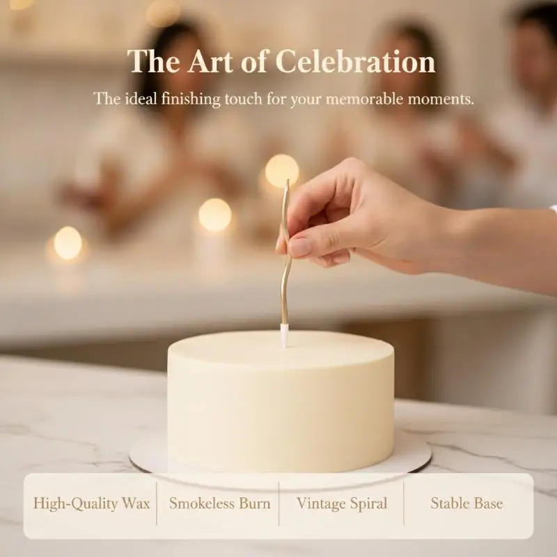 Shiny Curved Birthday Candles Metallic Finish 6PCS Per Pack For Cake Decorations Birthday Parties