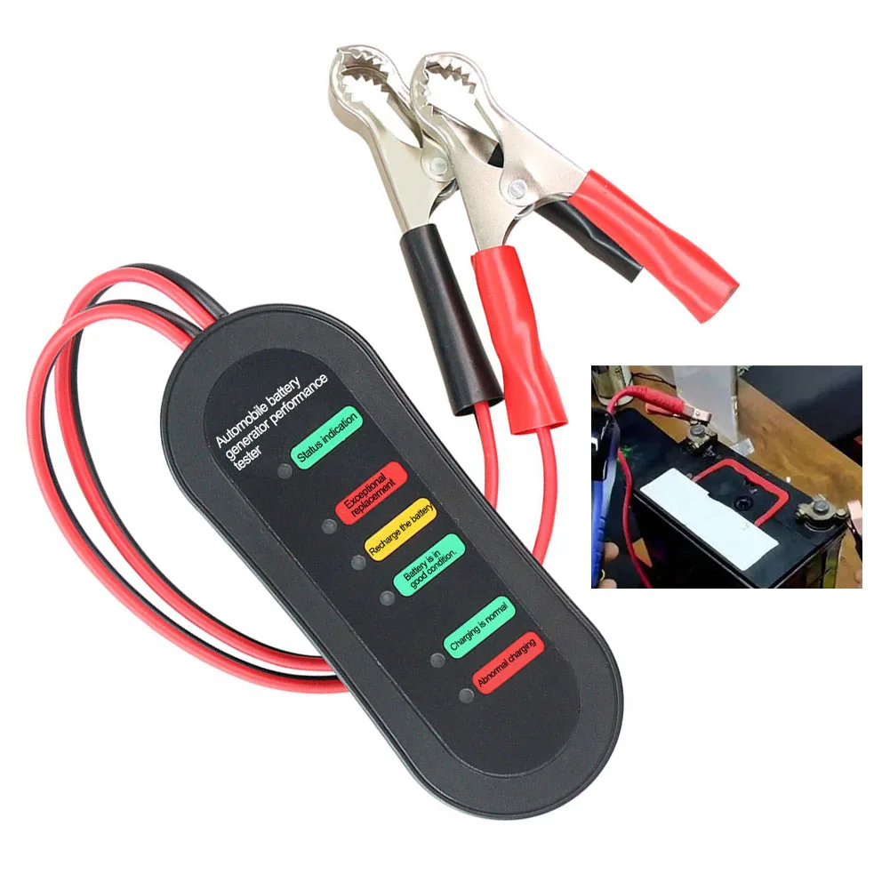 1pc 12v testador de alternador de bateria de carro analisador automotivo indicador de testador de carga de carro para cortadores de grama fácil de usar