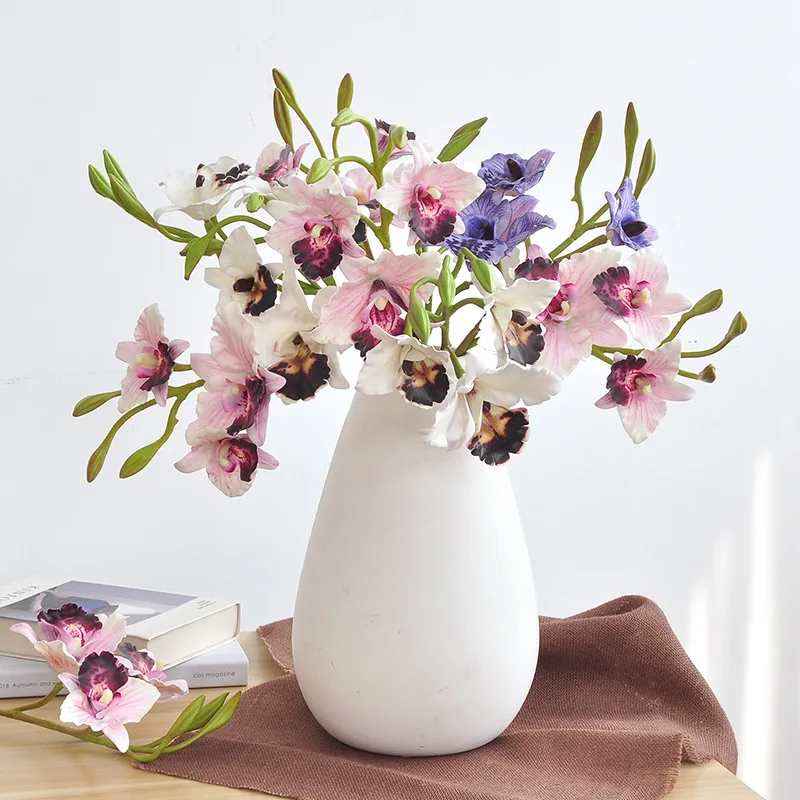 4 Stück Künstliche Bandai-Orchideenblumen für Wohnzimmerdekoration, Kunstblumen, Vanda-Orchidee, Party- und Hochzeitsstrauß – Detail 1