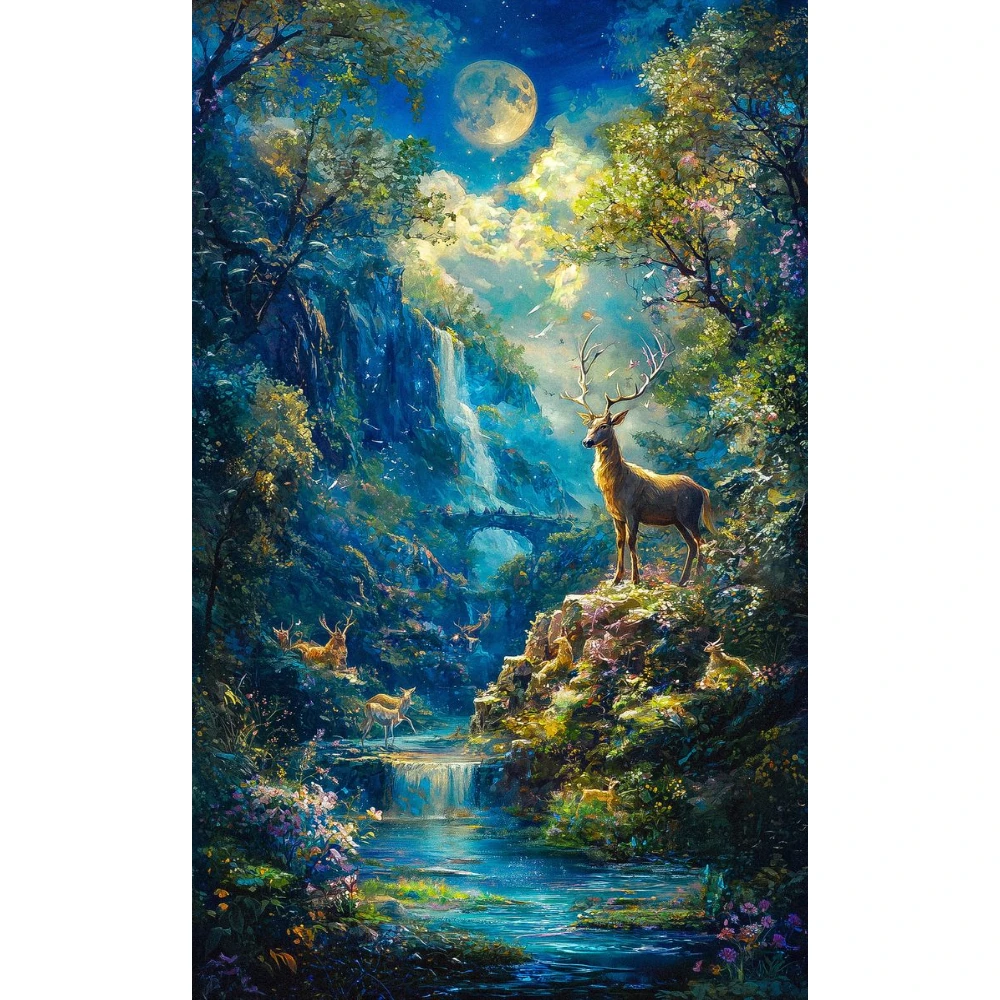 

1000 PCS Puzzles for Adults Magic Moonlight Forest Fairy Deer,Jigsaw Puzzles Educational Games Colorful Puzzles Gifts Home Decor