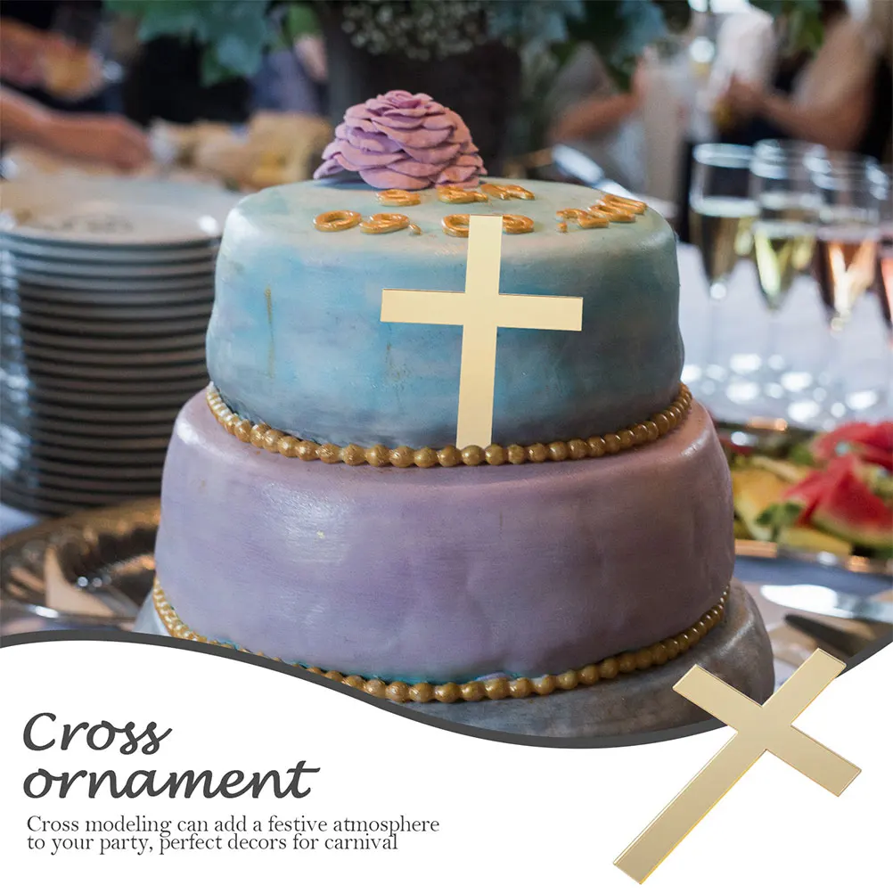 

24pcs Acrylic Cross Decor Shower Wedding Birthday Party Cake Decoration Cross Cupcake Topper Acrylic Cupcake Decorations