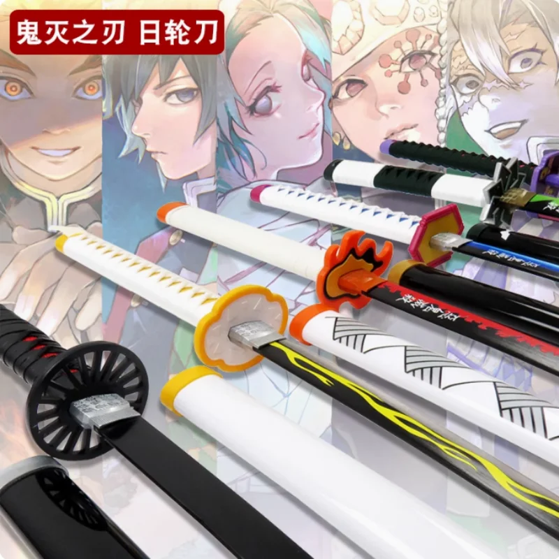 Espada Katana Demon Slayer ensamblada, arma de Cosplay de Anime Original, espadas naranjas Tomioka Giyuu Kamado Tanjirou de 72cm
