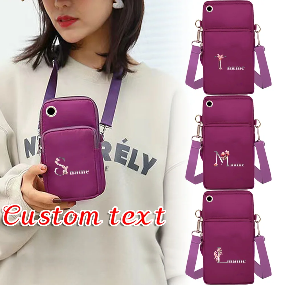

Personalized Customized Purple Mobile Phone Bag Small Crossbody Bag Women's Wallet Fashionable Canvas Mobile Phone Wallet