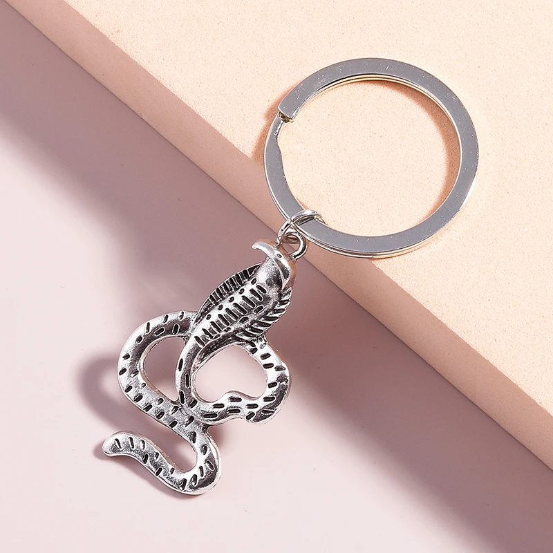 Creative Metal Snake Keychain Animal Key Ring Pendant for Men Women Key Holder Handbag Accessories DIY Jewlery Gift