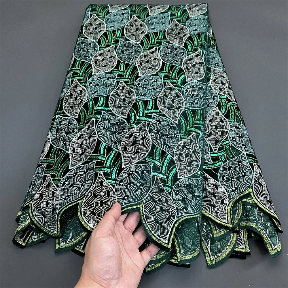 African Nigerian Tulle Lace Fabric with Sequins Embroidery, Sewing Guipure, Velvet Prom Dresses, High Quality, 5Yards PS0037