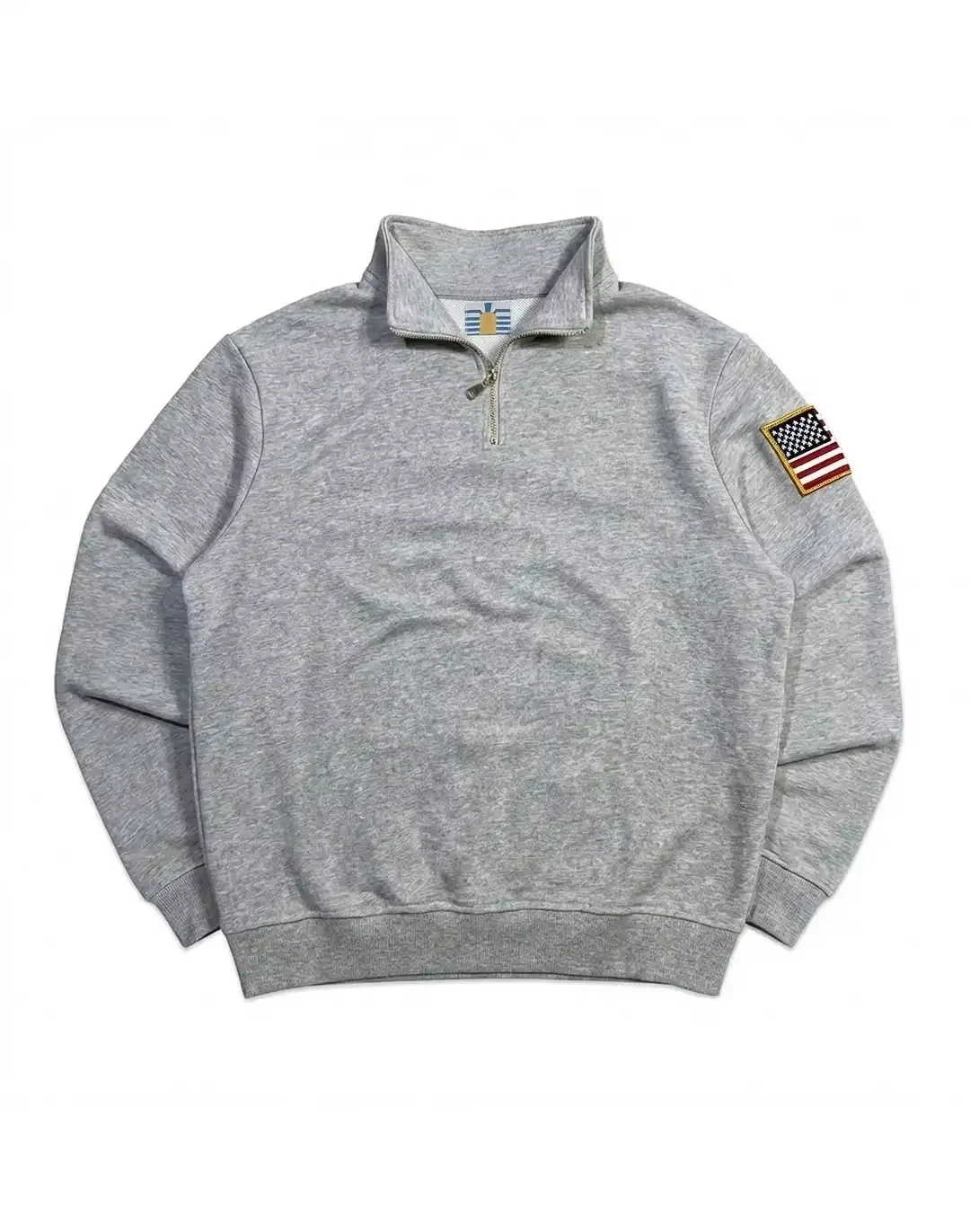Y2K Marineblaues Sweatshirt mit Viertelreißverschluss, USA-gesticktem Amerika-Flaggen-Patch, Jacke für Männer und Frauen, Vintage Streetwear, Modetrend-Oberteil – Detail 22