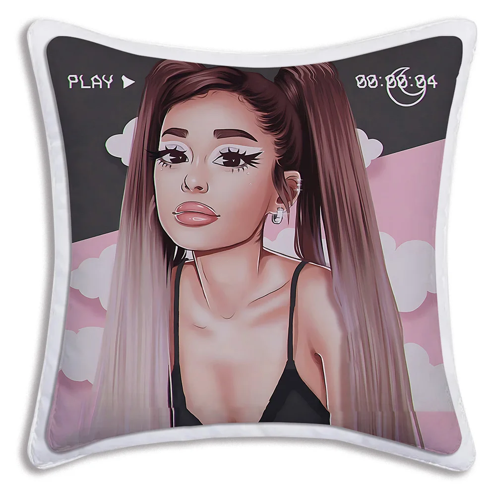 HOT Pop Singer Ariana Grande Pillow Covers Cartoon Sofa Decorative Home Double-sided Printing Short Plush Cute Cushion Cover