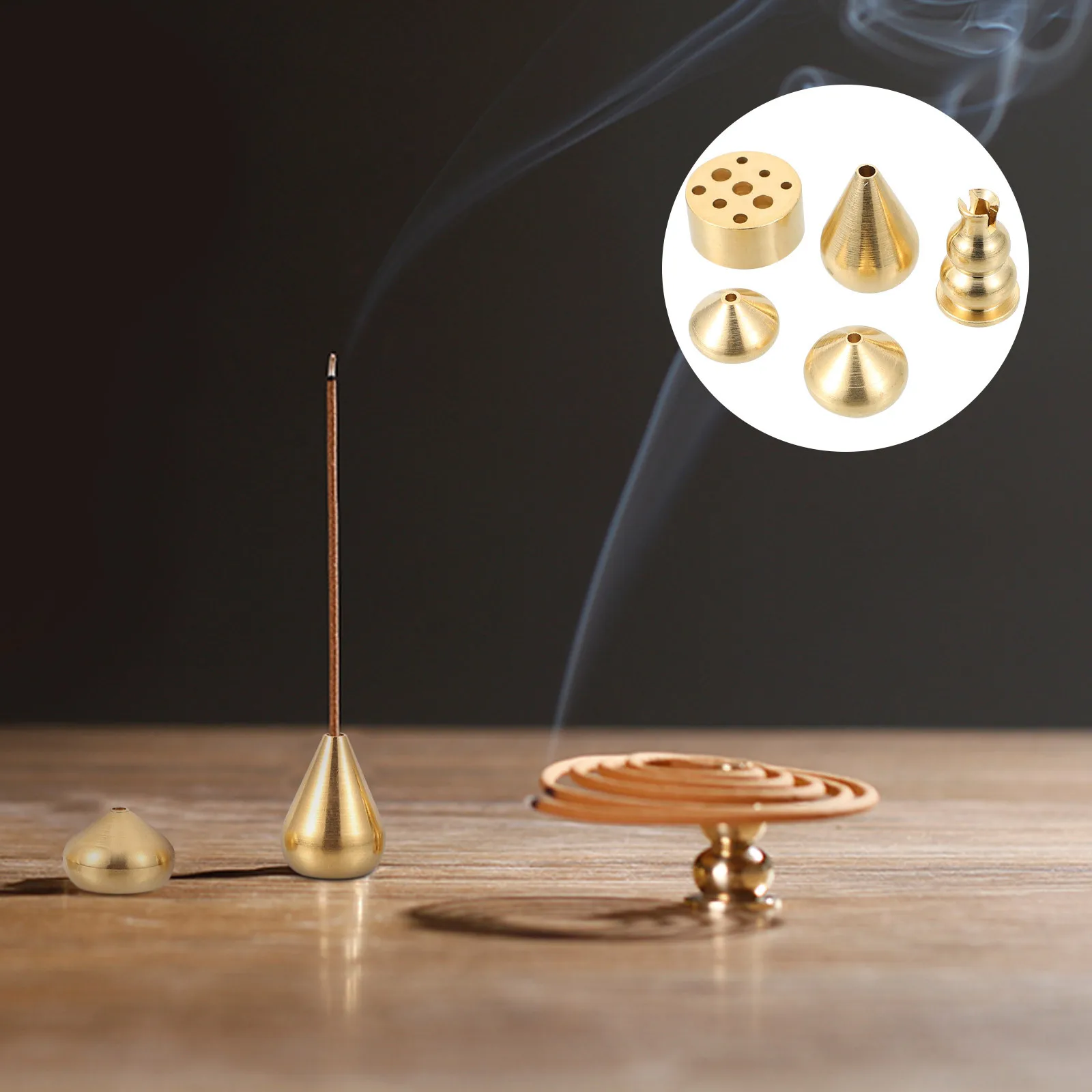 

5pcs Copper Incense Holders Unique Burning Bases Exquisite Desktop Decor Home Use Craft Ornament Small Incense Base Creative