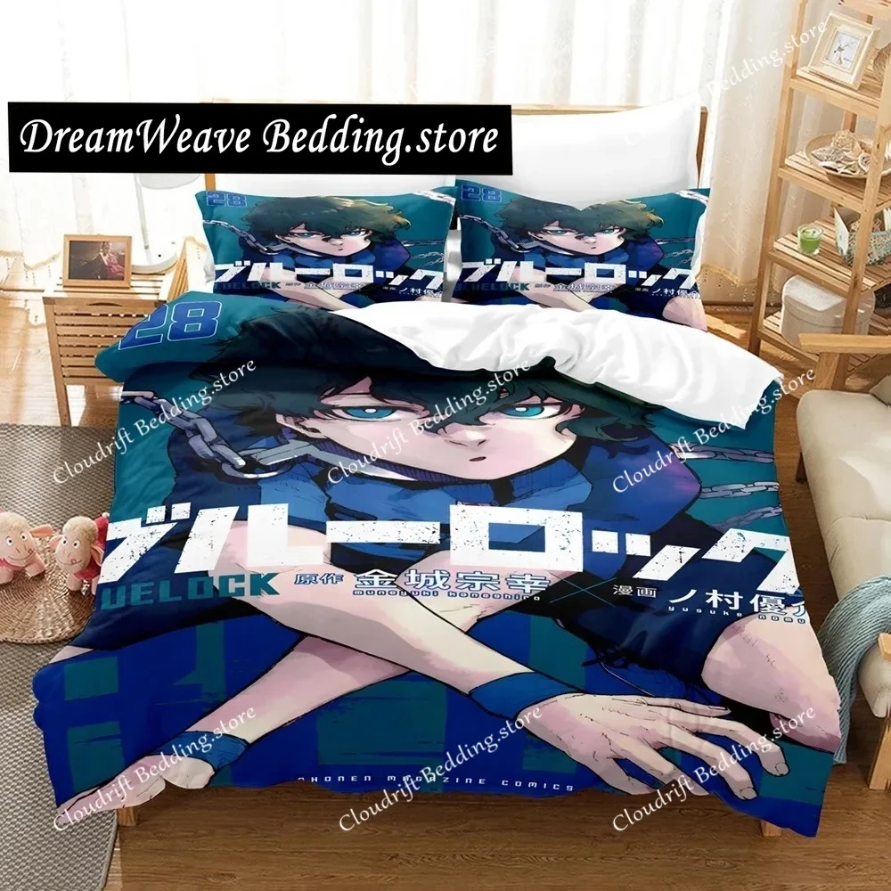 New Blue Lock Bedding Set Single Twin Full Queen King Size Bed Set Adult Kid Bedroom Duvet cover Sets 3D Anime Bed Sheet Set9639