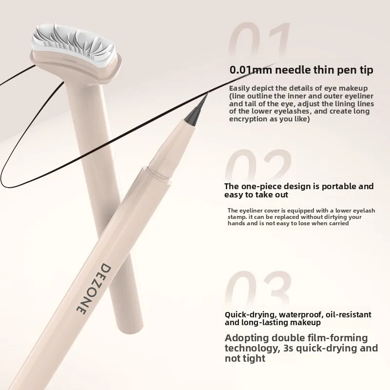 DEZONE Double tête cils inférieurs joint maquillage produits originaux ensemble imperméable et sans bavures crayon Eyeliner liquide noir