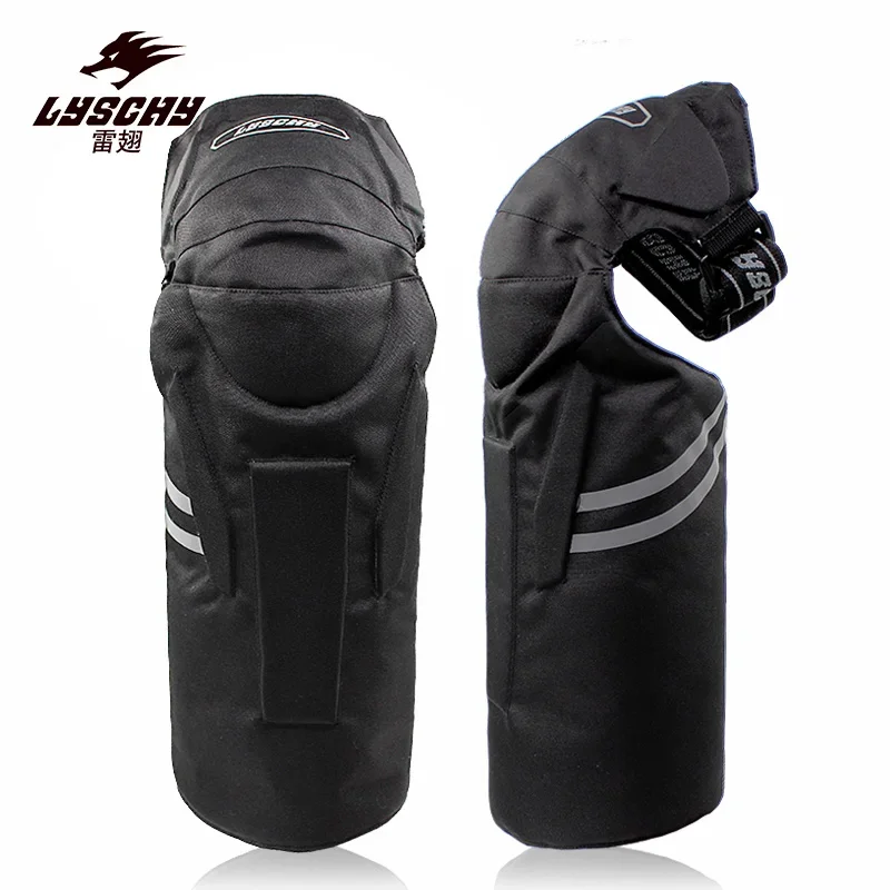 Men LYSCHY Winter Warm Knee Pads Built-in CE Protector Moto Breathable Reflective Bike Men Women Motorcycle Riding Knee Brace