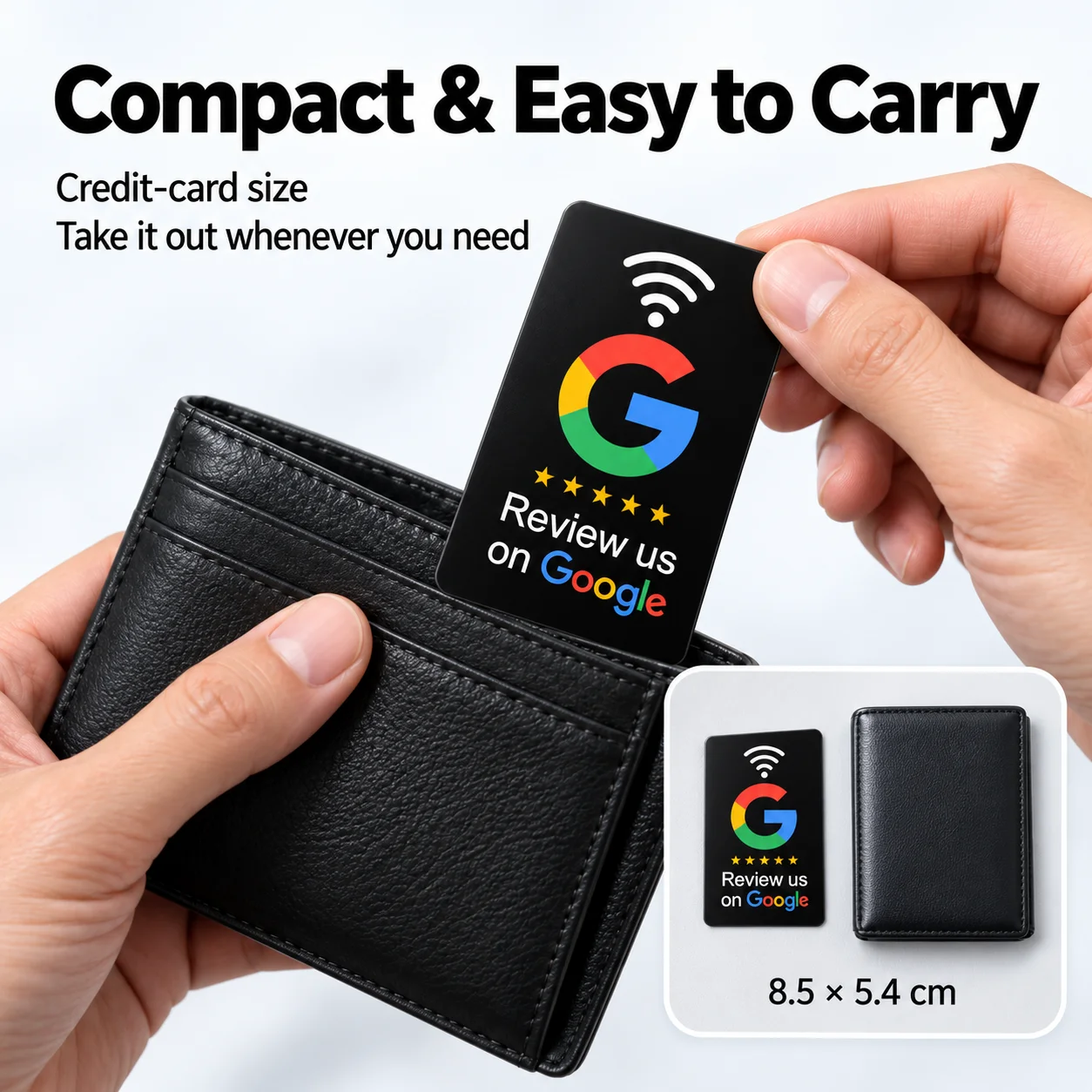 Waterproof PVC NTAG215 NFC Tap Small Card, One Tap Access Google Review Page, Multiple Styles for Salon Restaurant Retail Stores