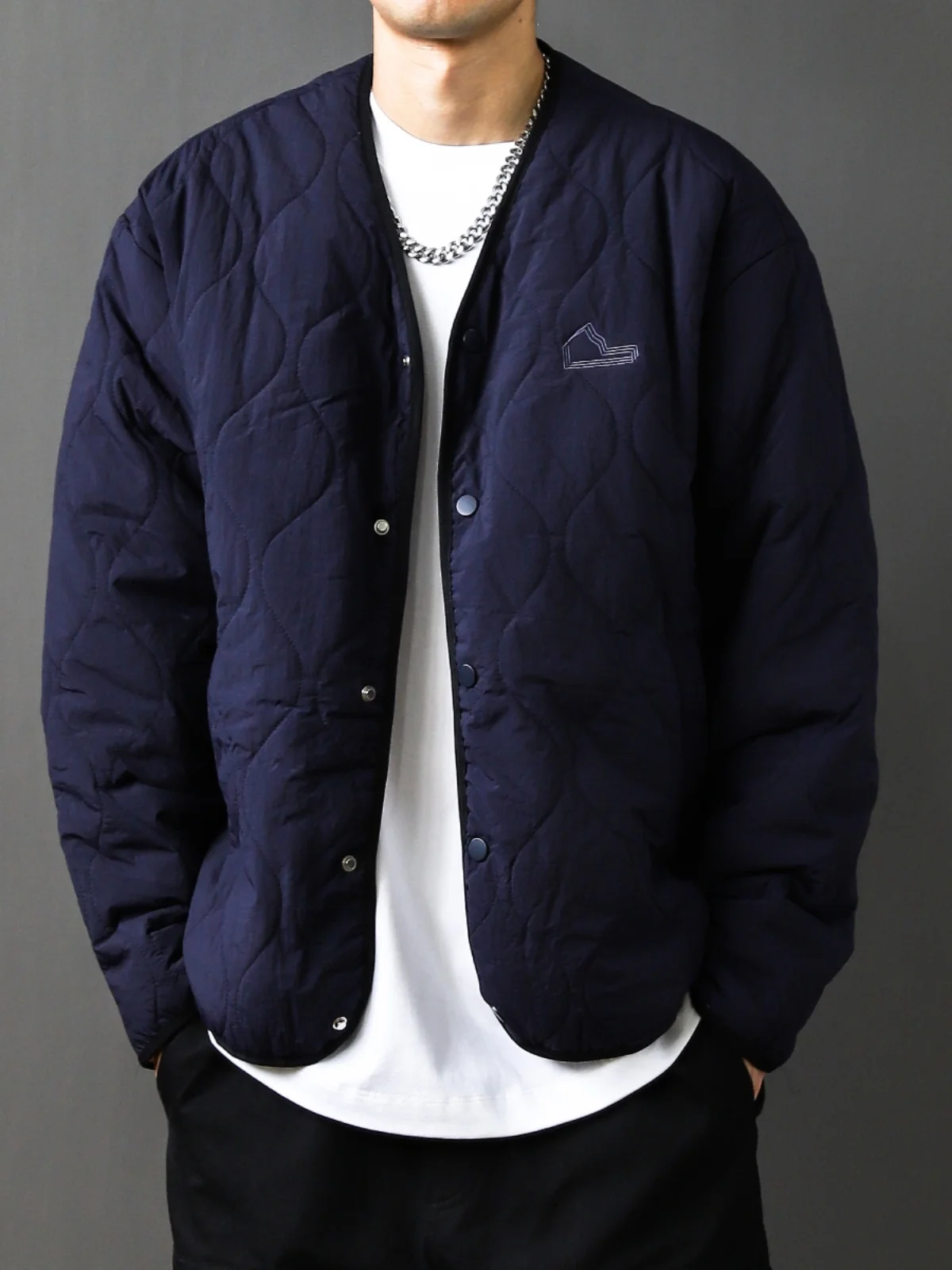 

Retro Japanese Sle Light Loose Men's Cotton Jaet V-Ne Diamond Patterned Autumn Winter New Faion Casual Outerwear