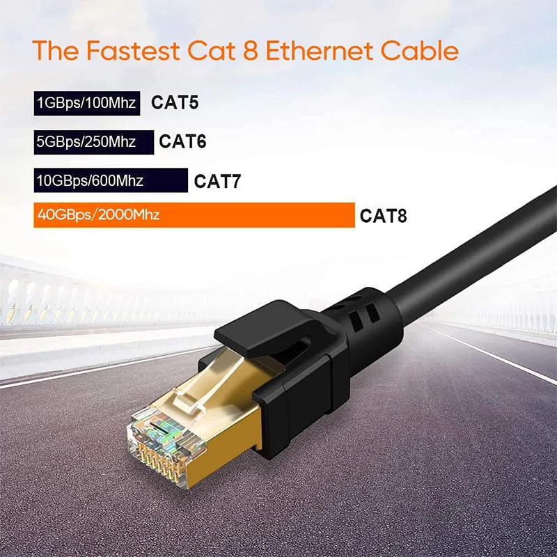 CableCreation-SFTP Alta Velocidade Cabo Ethernet de Rede, Internet Lan, Patch Cord para Laptops, PS5 Router, Cat 8 RJ45, 40Gbps, 2000MHz