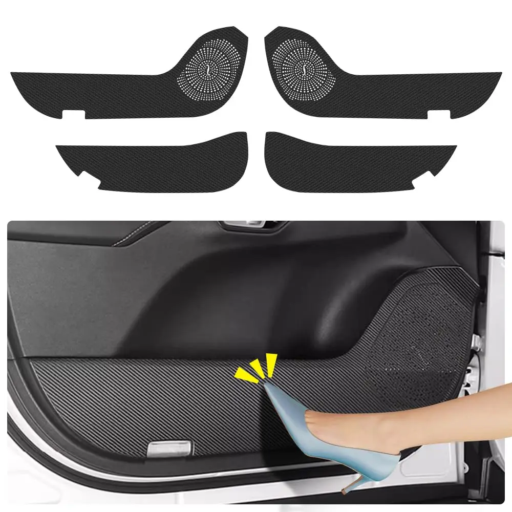 

Carbon Fiber Style Car Door Kick Protector Pad For 2023–2026 Models – Interior Sill Cover With Leather Trim And Speaker Grill