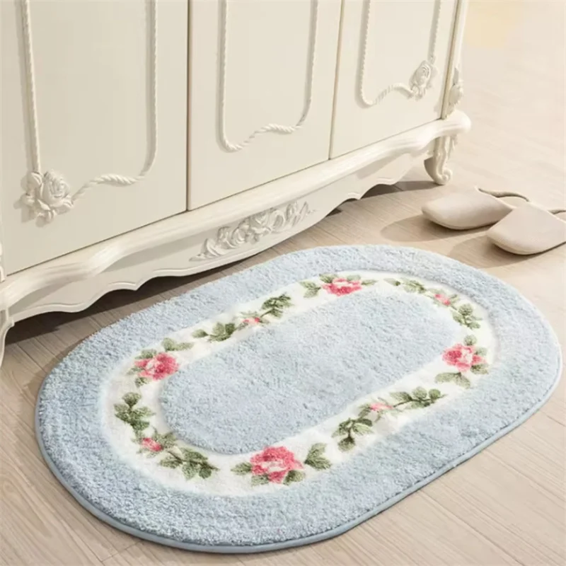 

Напольные коврики во французском стиле для дома, впитывающие влагу, противоскользящие, для ванной, гостиной, спальни, прикроватные, мягкие, маленькие коврики