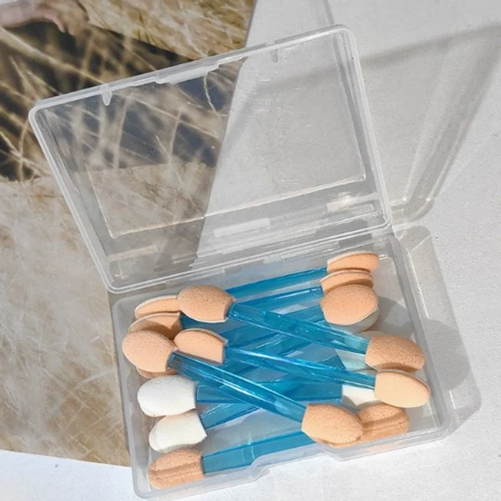 10 stuks dubbelzijdige oogschaduw borstel draagbare veelkleurige wegwerp oogschaduwborstel met opbergdoos beauty kit borstel