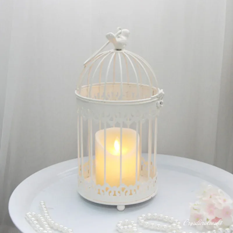 Modern Iron Wrought Metal Birdcage White Small Middle Sets Large Bird Cage Decoration Hanging Flowerpot Succulent Plants