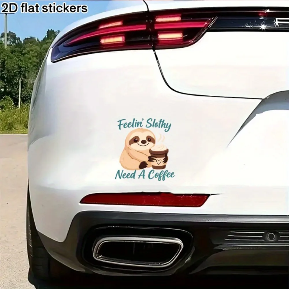 Car Decals Featuring an Adorable Sloth with a Coffee Cup Ideal for Cars Laptops Water Bottles Notebooks And More! Sturdy