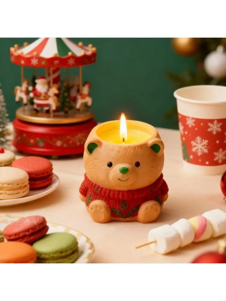 

91AF Bear Silicone Craft Mold Resin Container Mold For DIY Resin Jewelry Holder Concrete Flower Pot Unique Gift