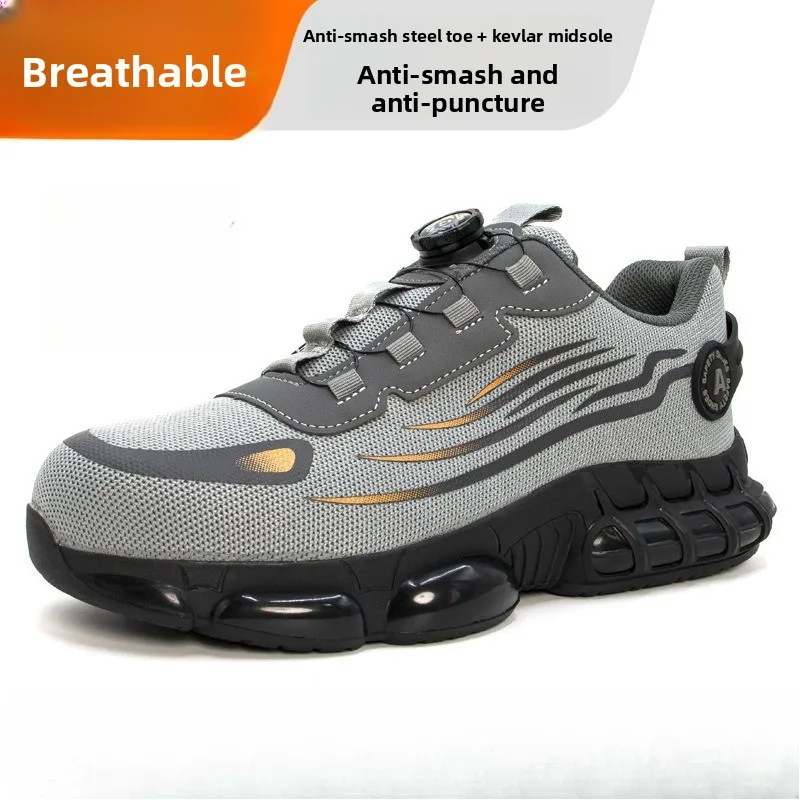 Men's Kevlar Steel Toe Safety Shoes Anti Smash Puncture Resistant Breathable Work Boots Protective Footwear for Construction