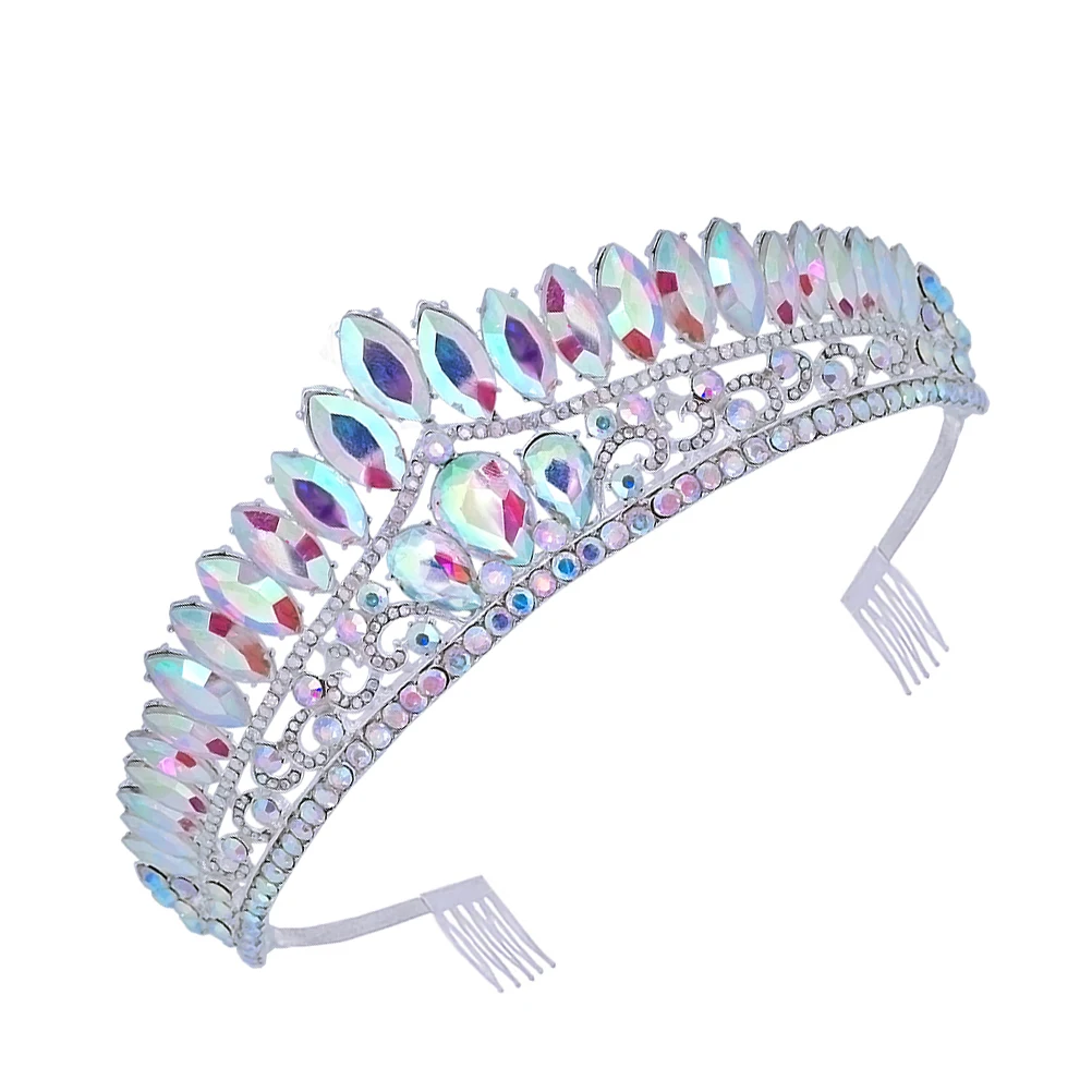 

Rhinestone Crown Hair Comb Women Bridal Accessories Silver Headband Crystal Tiaras Princess Crowns Quinceanera Birthday Photos