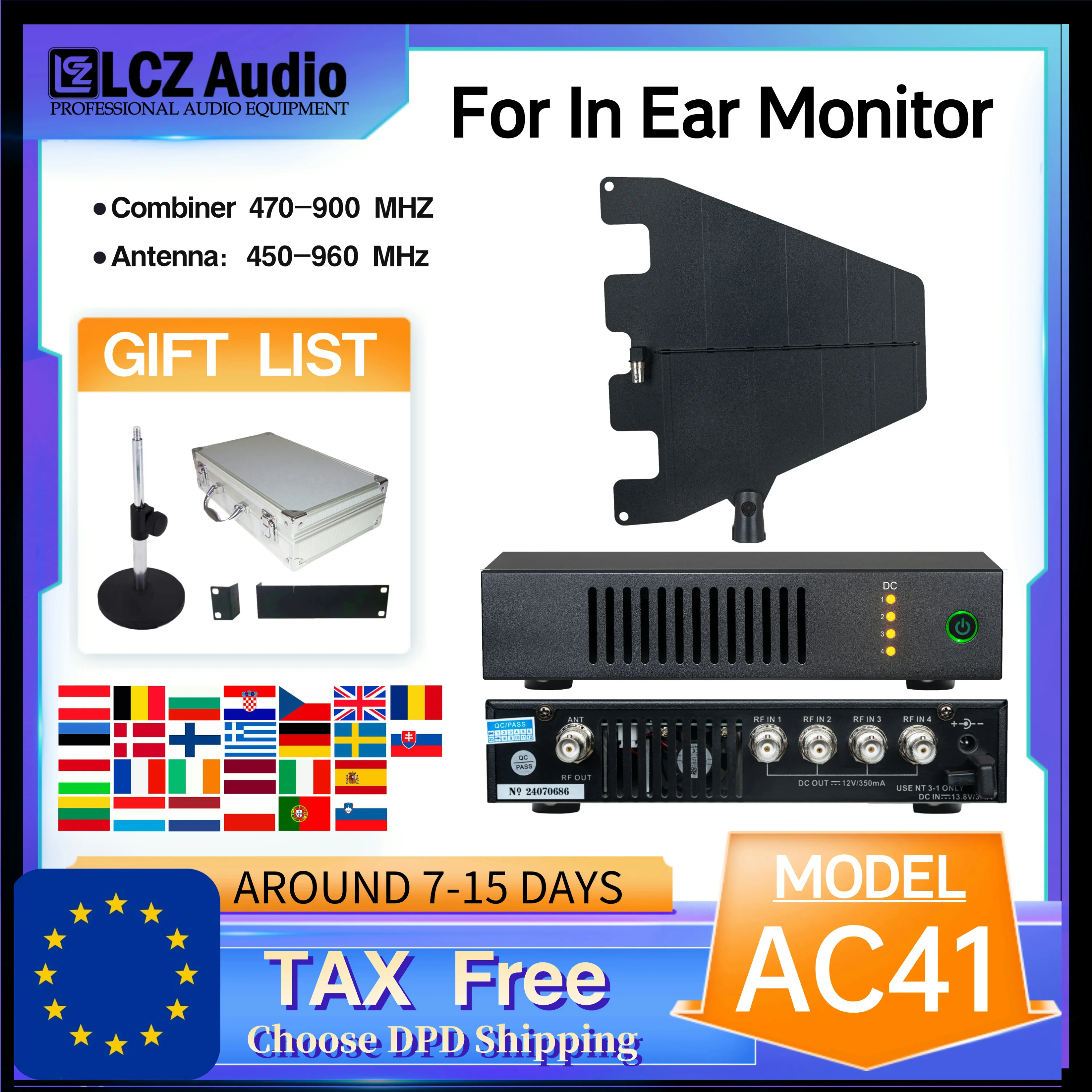 LCZ Audio AC41 Antenna Distribution System Active Antena Combiner Wireless In Ear Monitor Antenna Arrays For Wireless Microphone