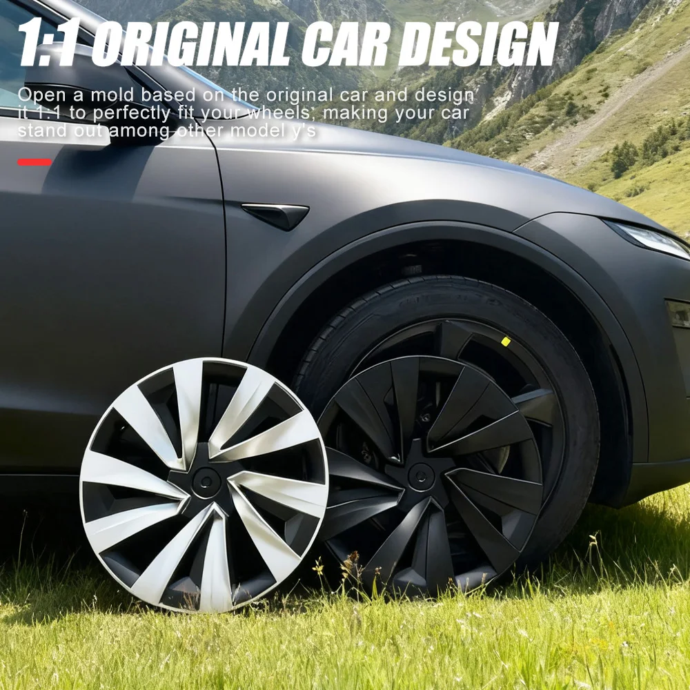 4 قطعة Hubcaps ل تسلا نموذج Y Juniper 19 بوصة 2025 الأداء استبدال أغطية الاطارات غطاء محور السيارات كامل حافة الملحقات