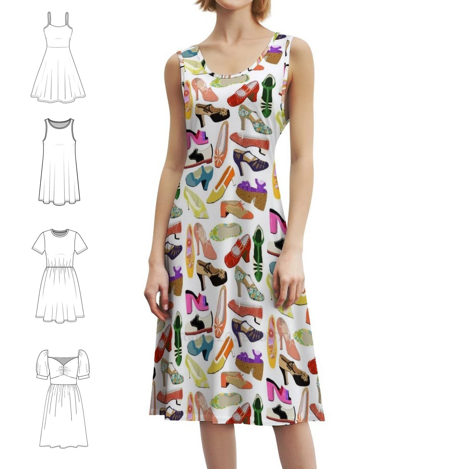 Vintage Shoe Collection Floral Smock Dress For Women Spring Summer Casual Dress For Party Vintage Shoes Shoe Collection Shoes