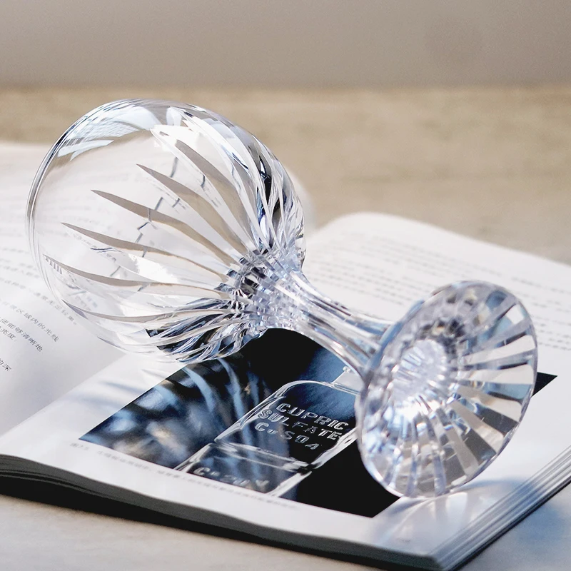 

330 ml Handcrafted Clear Crystal Wine Glass Goblet With Hand Cut Deep Orgue Bevel Design Venetian Style Water Goblet In Gift Box