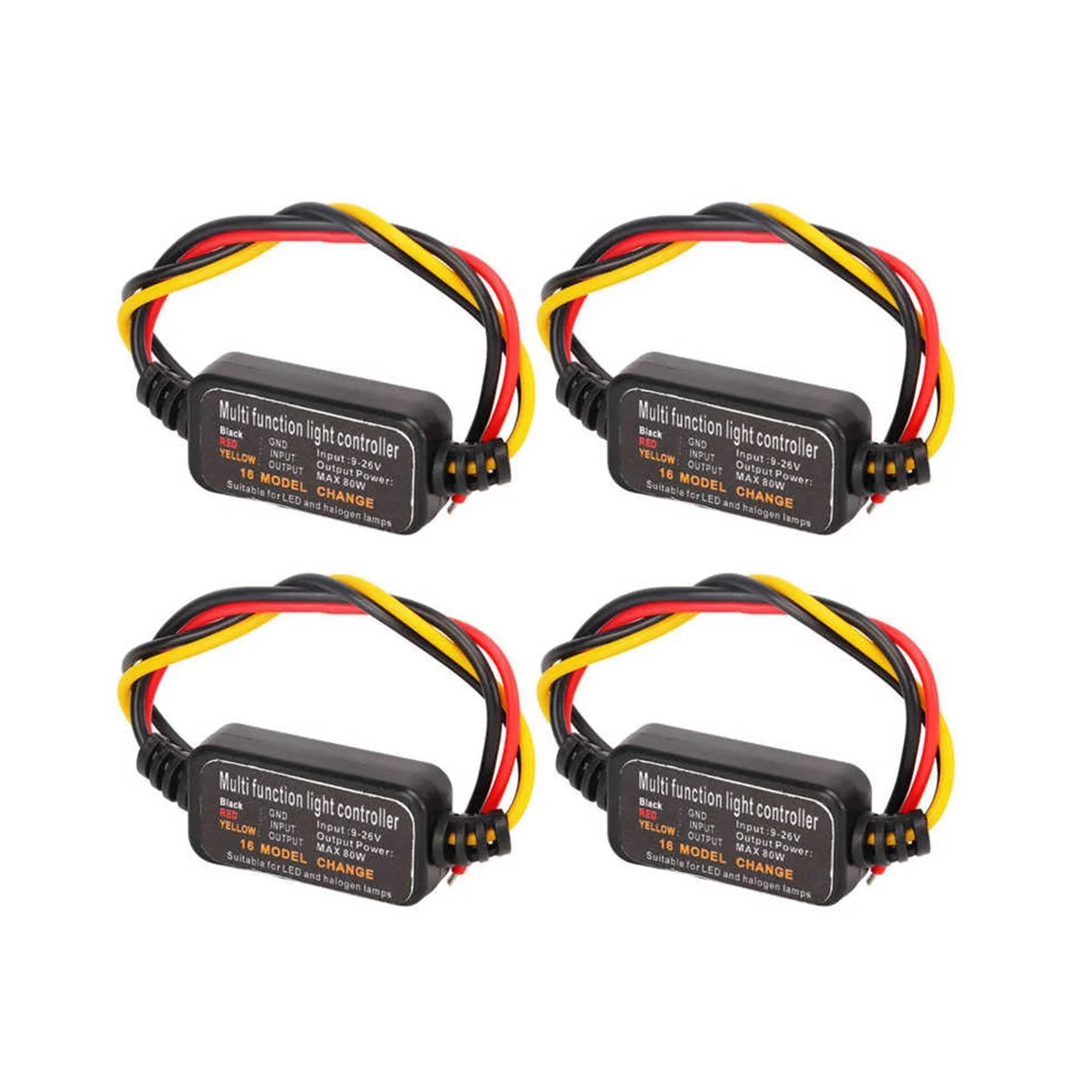 4Pcs 16 Modes Adjustable LED Brake Light Flasher Strobe Controller Universal for Car