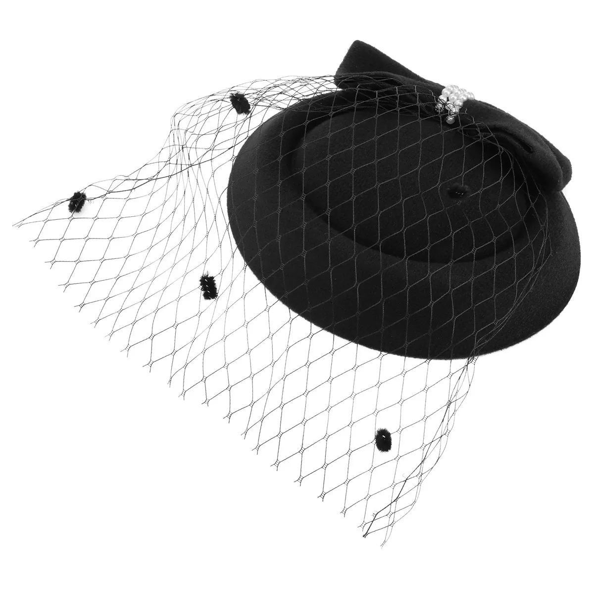 

Многослойная заколка для волос с бантом из шерстяной сетчатой пряжи, изящный дизайн в виде шляпки, для свадеб, вечеринок и торжественных мероприятий, придающая блеск