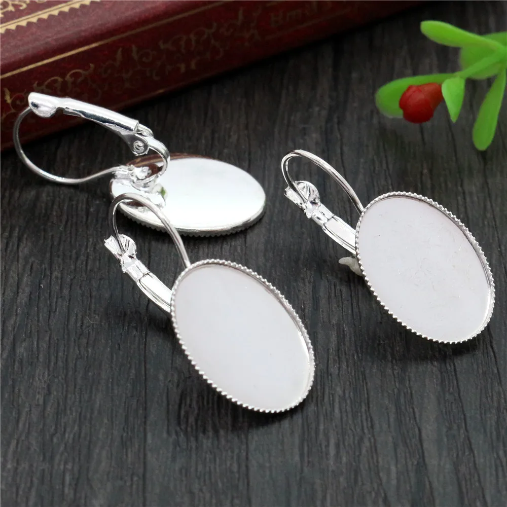 13X18 Mm 10 Stks/partijen 7 Kleuren Plated Franse Lever Terug Oorbellen Blank/Base, fit 13X18 Mm Ovaal Glas Cabochons