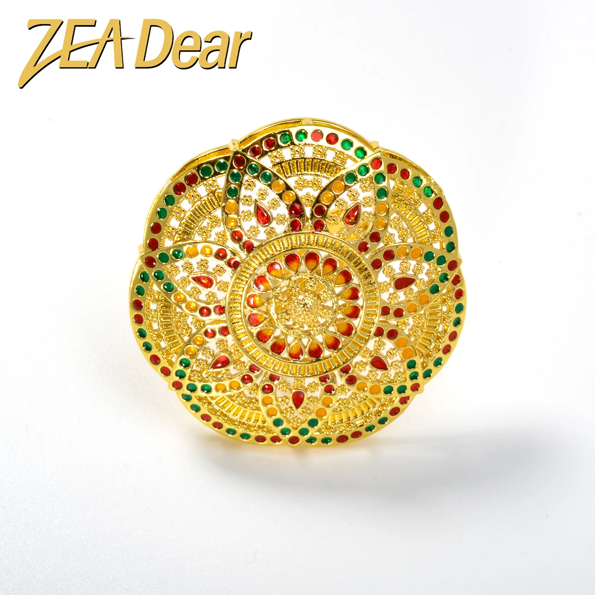 

Ring For Women Valentine's Day Birthday Gift Jewelry Exquisite Gold Plated Accessories African Colorful Zircon Party Engagement