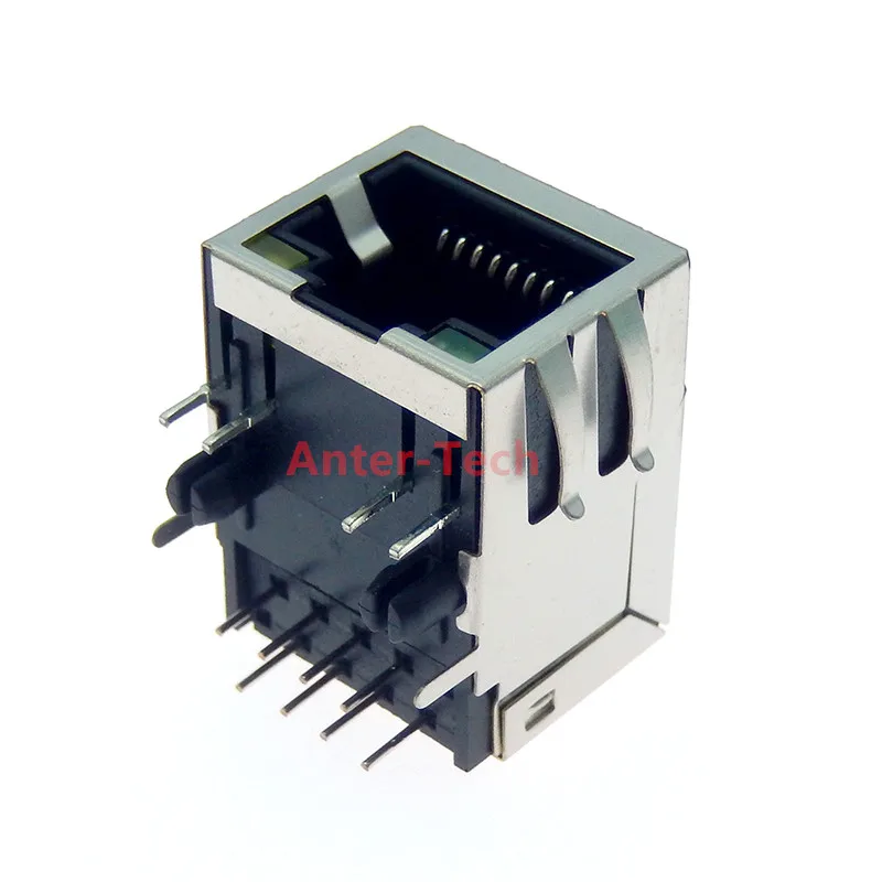 All copper RJ45/rj45 network socket with light 8P8C PCB vertical pin shielded Ethernet interface 90 degrees Internet module