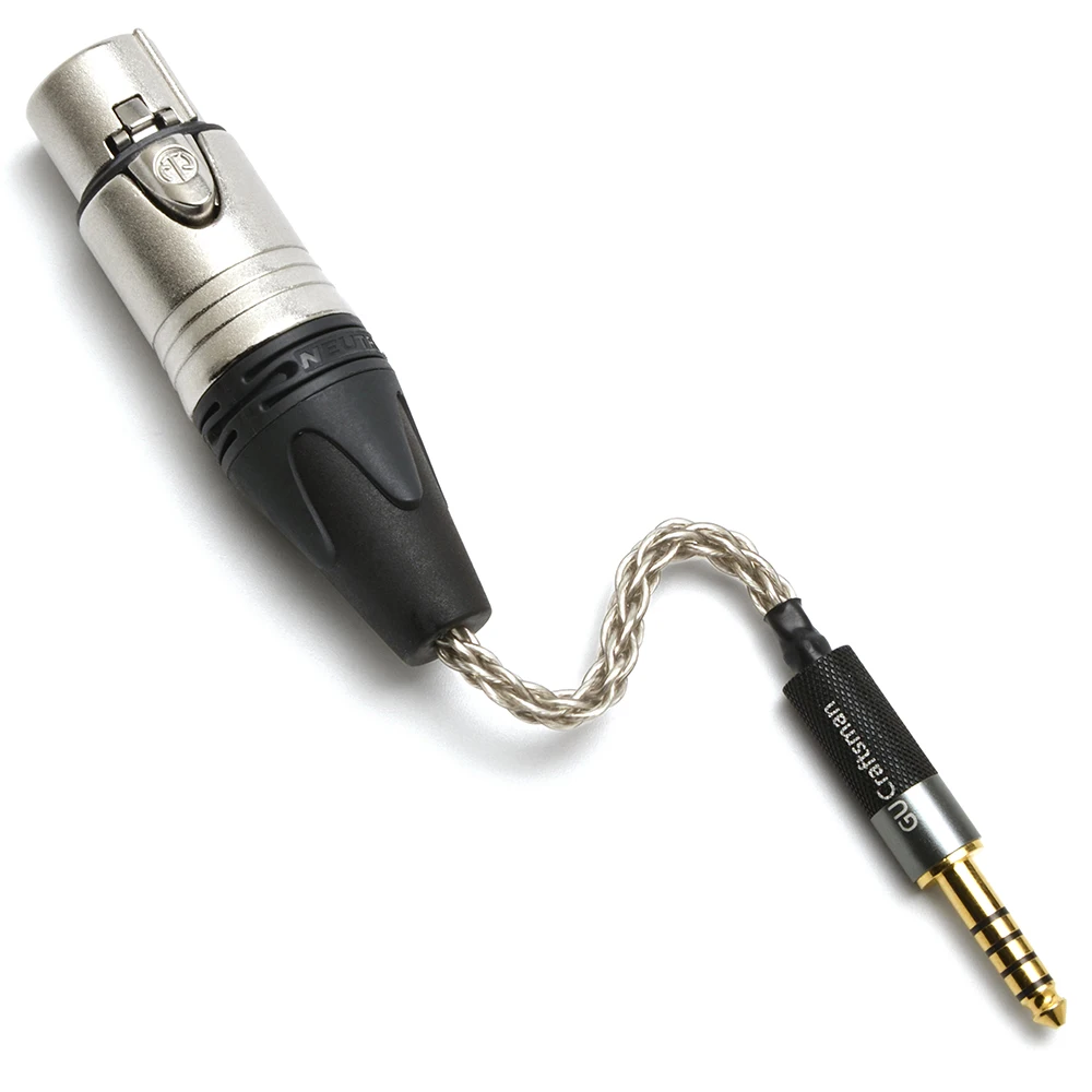 GUCraftsman 4.4mm Male to 4Pin XLR Female Portable Headphone Adapter Cable 6N Single Crystal Silver Headphone Jack Convert Cable